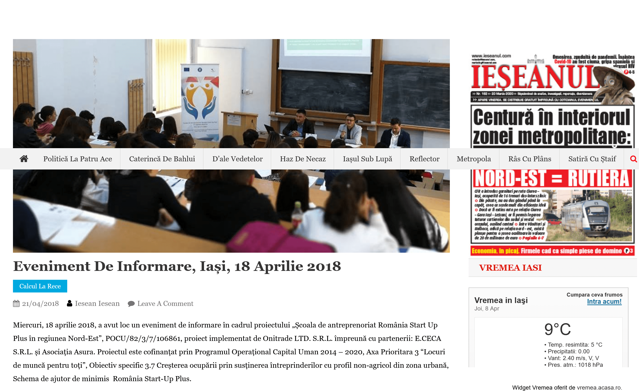 Eveniment de informare, Iași, 18 aprilie 2018