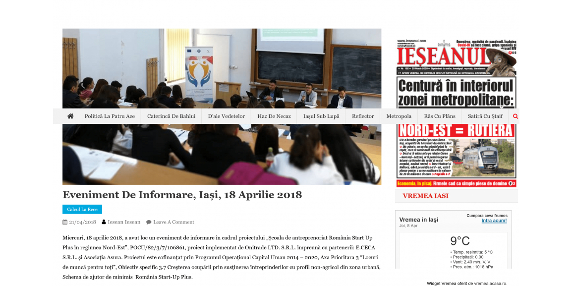 Eveniment de informare, Iași, 18 aprilie 2018